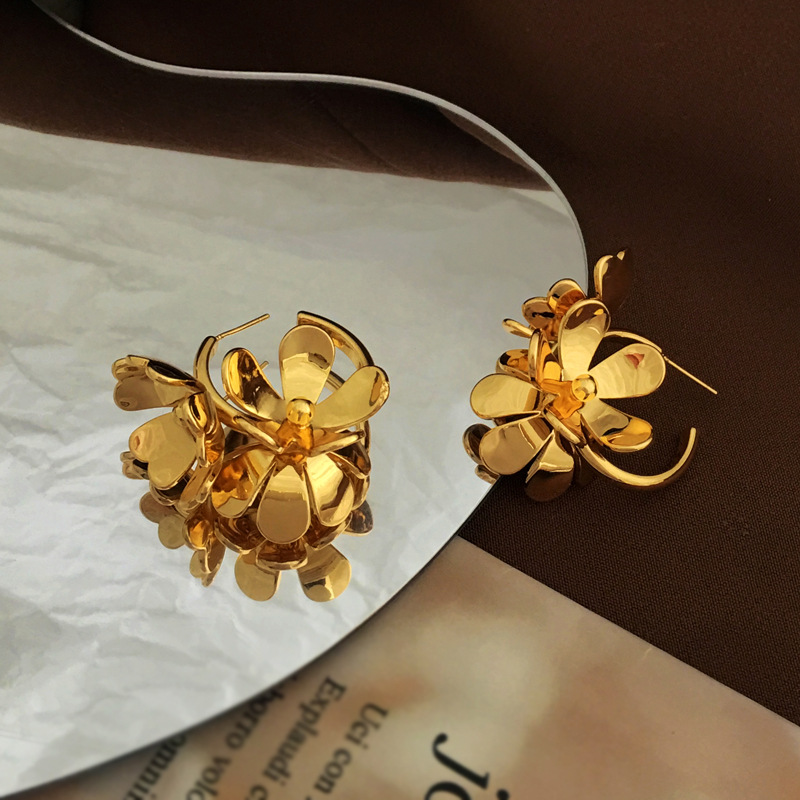 Glam Flower Copper Earrings Plating Copper Earrings