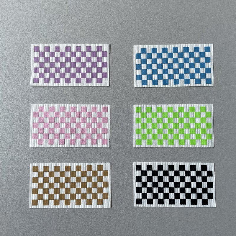 Grid pattern series offset printing cloth badge clothing collar badge unisex children's clothing cuff label trademark pants decoration patch