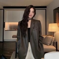 高级感西装皮衣外套女2025秋季新款宽松高档百搭气质皮上衣洋气