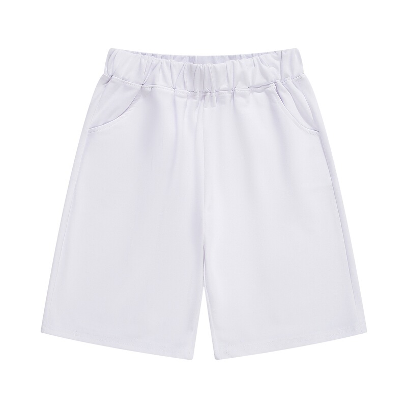 White, plain school uniform pants for elementary and middle school students, suitable for performances, five-point length, solid color, summer casual pants for older children White, plain school uniform pants for elementary and middle school students, suitable for performances, five-point length, solid color, summer casual pants for older children