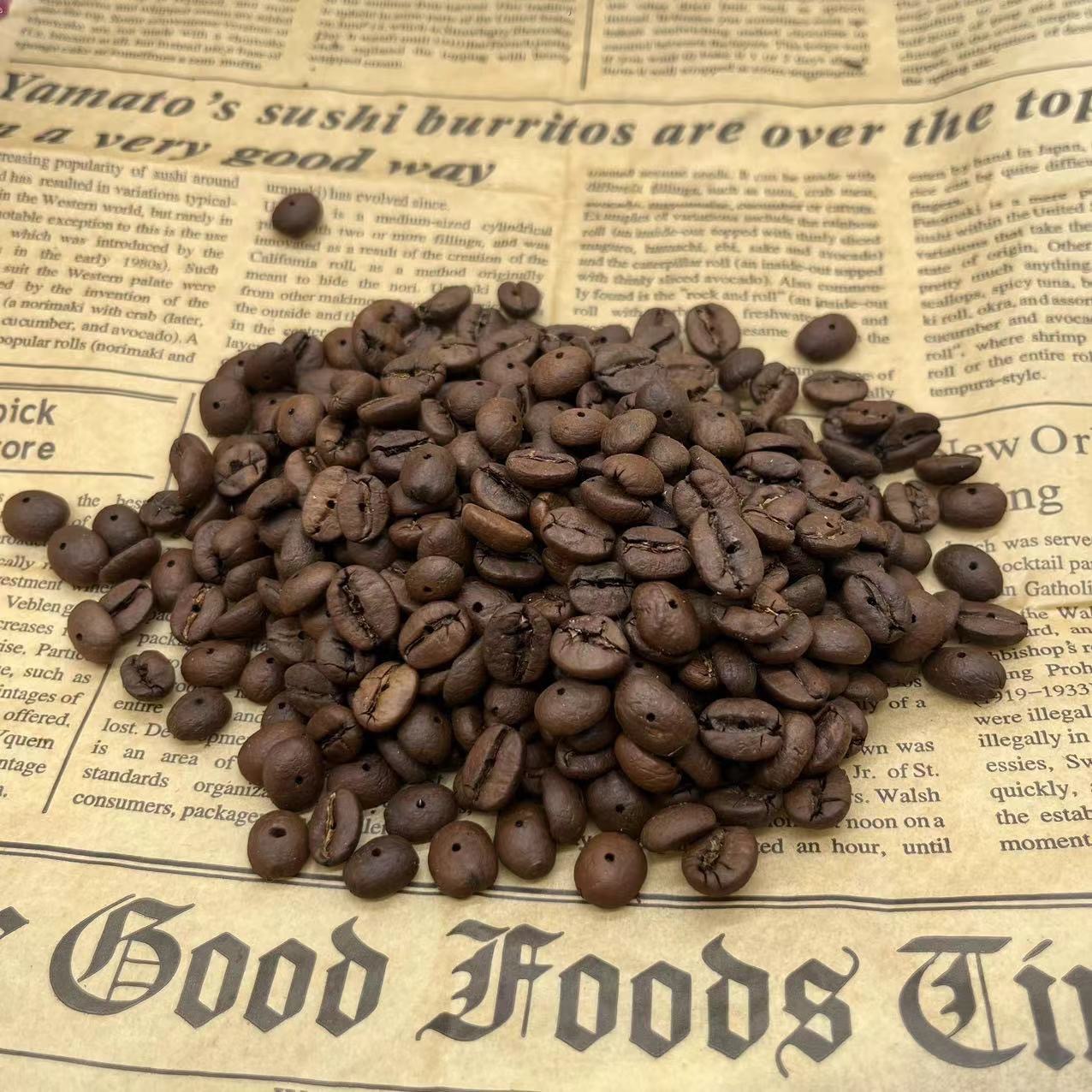 Punched Coffee Bean Semi-finished Products Wholesale Stall Bracelet dly Coffee Bean Bracelet Handmade Coffee Bead Bracelet