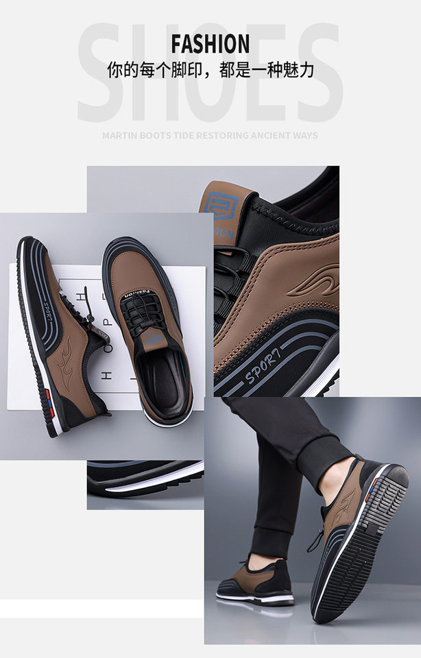 Giày nam sneaker lười thoáng khí đế mềm phong cách công sở — màu nâu, đen chi tiết 17
