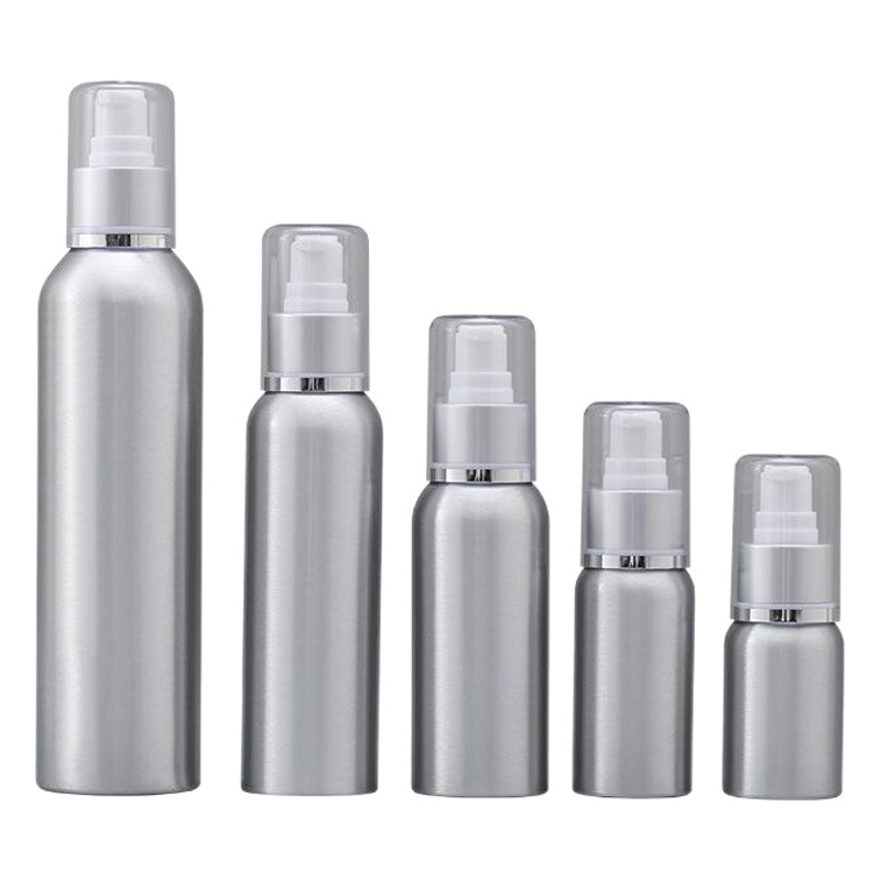 Fábrica en stock 100mL botella de loción de aluminio botella de prensa cosméticos sub-embalaje loción de aluminio botella vacía Xumin material de embalaje