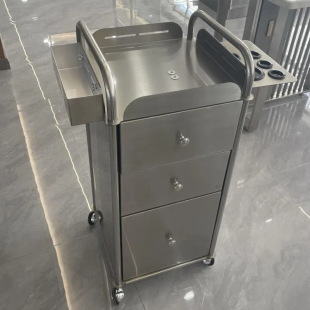 Hair Salon Special Stainless Steel Storage Rack Hair Salon Barber Shop Storage Folding Cart Tool Cabinet Display Direct Sales