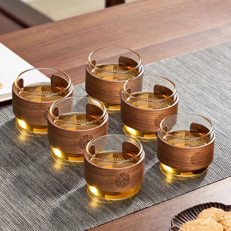 Taza de té de vidrio conjuntos de taza de té de kung fu resistente a altas temperaturas a prueba de quemaduras Taza de té doméstica comercial taza de té pequeña taza de té