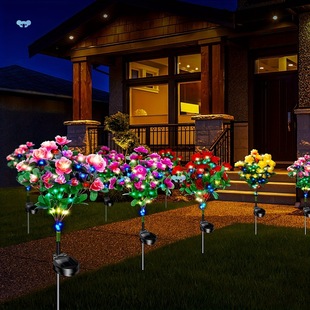 (4Pcs Solar Mixed Color Azalea) Outdoor Garden Multi Color