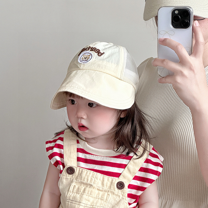 Sombrero de bebé primavera y verano estilo fino de secado rápido y transpirable sombrero de protección solar de ala grande sombrero para el sol lindo para bebés versión coreana