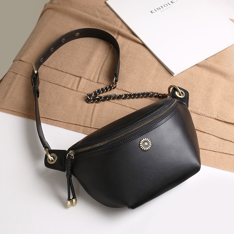 Genuine Leather Bag 2025 New Trendy Chest Bag for Women Summer Versatile Fashion Crossbody Bag Women's Bag Korean Style Large Capacity Waist Bag