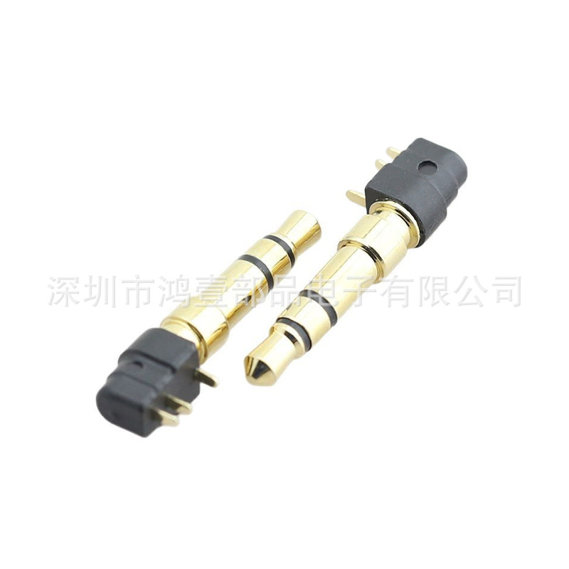 鸿壹销售耳机插头 3.5口径卧式插板 立体声镀金音频头连接器