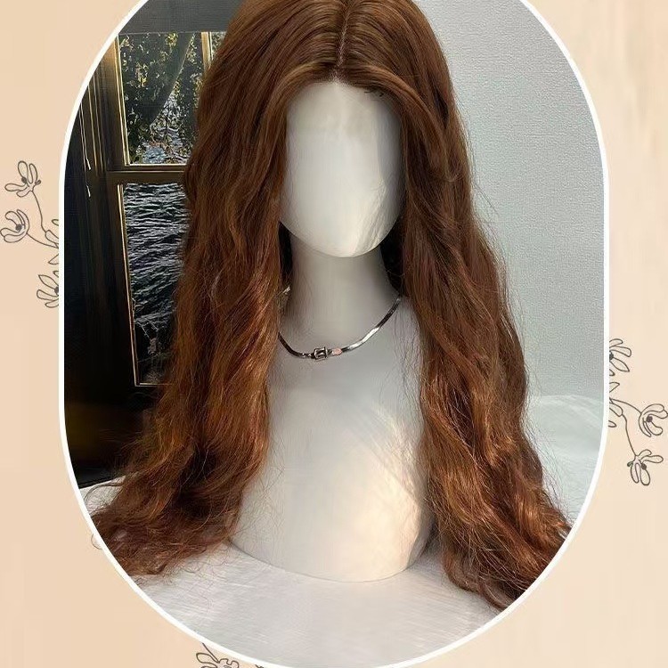Caramelo marrón cálido diario lana natural rollo frente encaje agua ondulado pelucina esponjosa versátil A05