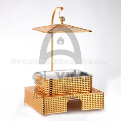 国境を越えた金色ステンレスの自助食堂炉吊り蓋角型保温炉レストラン置き台酒精炉ホテル暖菜炉