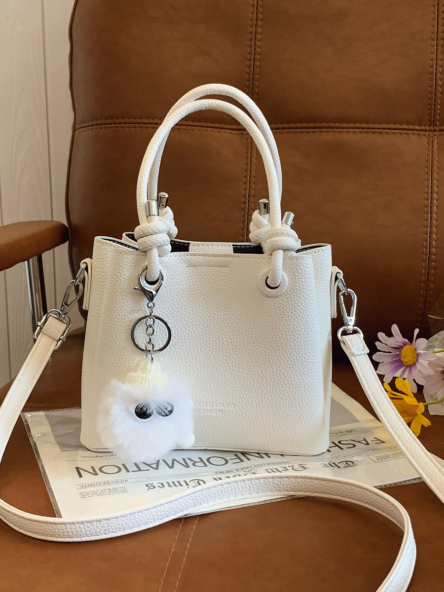 2025 nuevo estilo simple de color sólido cesta de verduras bolsos de cubo bolsos de moda retro bolsos de hombro bolsos de mujer