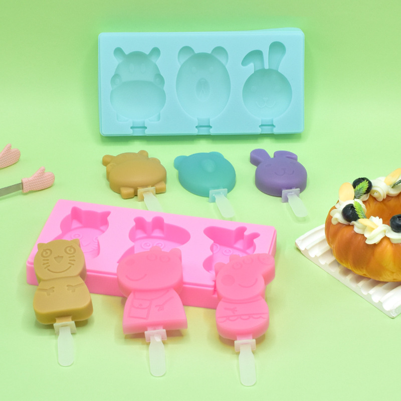 Helado de silicona molde casero del hogar los niños bricolaje helado paleta molde con tapa hecha a mano Amazon animal