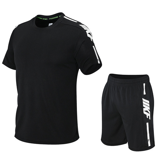 Men's Summer New Short Sleeve Set T-Shirt Men's Quick-Dry Running Loose Casual Sports Ball Suit Plus Size Men's