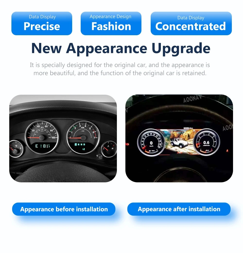 Suitable for Jeep Wrangler Jk Smart Lcd Dashboard Display Cockpit Speed Digital Display