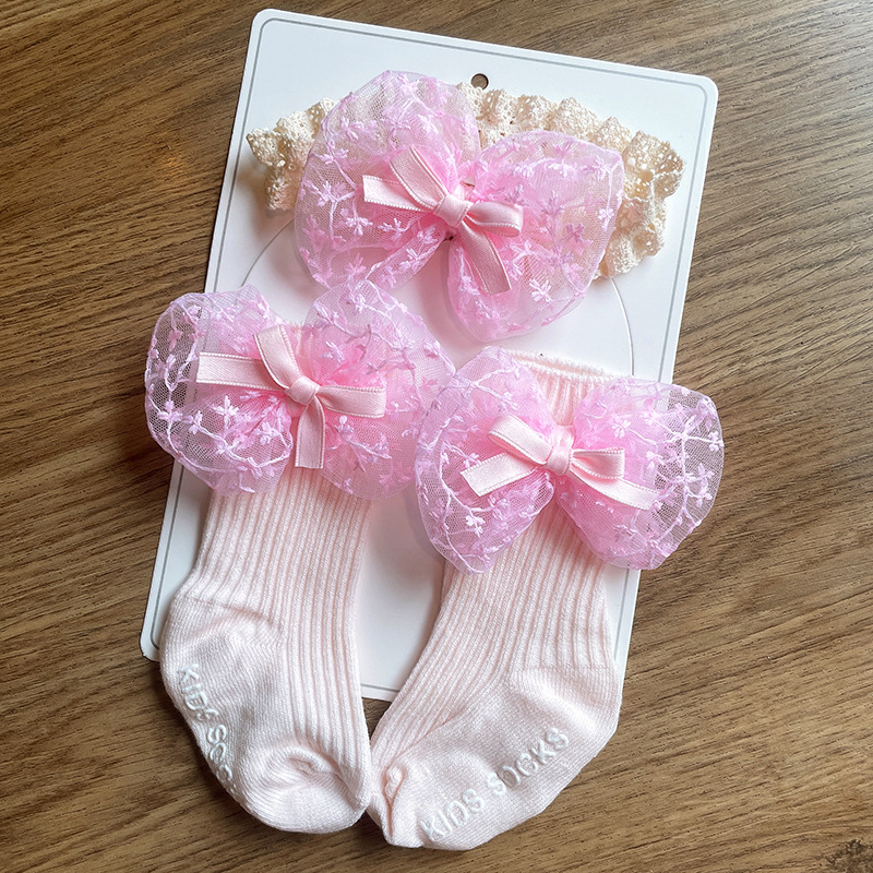 With bow, fuchsia, with embroidery