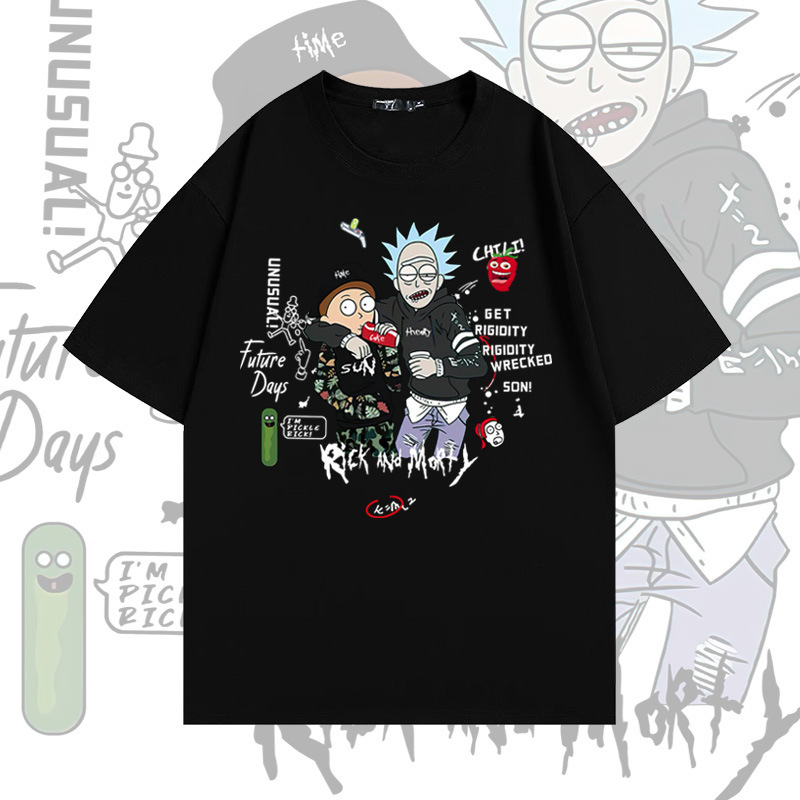 American cartoon Rick and Morty cotton short-sleeved T-shirt men's summer student fashion brand loose off-shoulder half-sleeve top