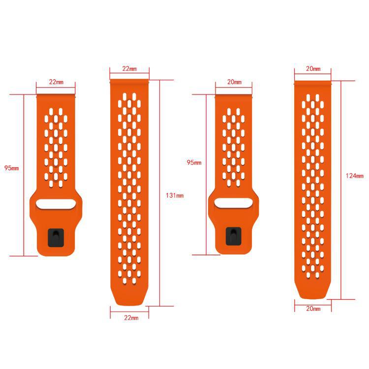 20 / 22mm correa de silicona general agujero plano agujero diseño transpirable botón negro correa de reemplazo de reloj de marca múltiple