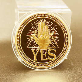 决策硬币幸运TKtemu金属纪念币魔术纪念章把玩yes no对错游戏钱币