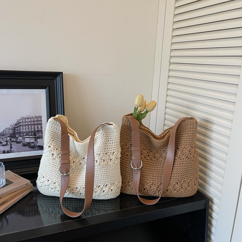 2026 New Trendy Women's Shoulder Bag, Beach Texture Underarm Bag, Woven Bag, Straw Bag, Large Capacity Tote Bag, Fashionable 2026 New Trendy Women's Shoulder Bag, Beach Texture Underarm Bag, Woven Bag, Straw Bag, Large Capacity Tote Bag, Fashionable