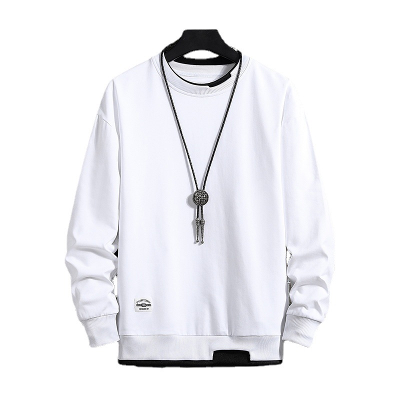 Marca de moda para hombre falso suéter de dos piezas para hombre 2024 primavera y otoño camisa de fondo superior casual de manga larga con cuello redondo Camiseta