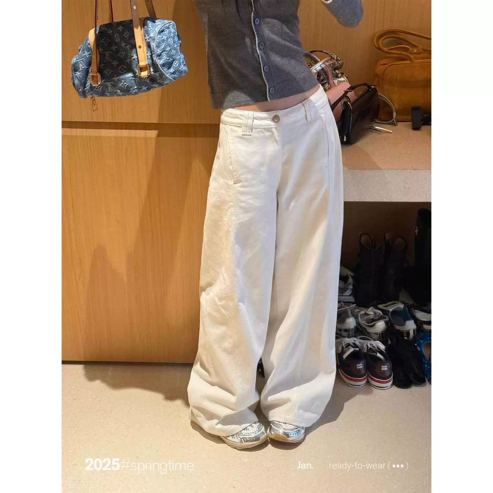 Белые широкие джинсы Tomatosister, женские свободные прямые брюки в американском стиле