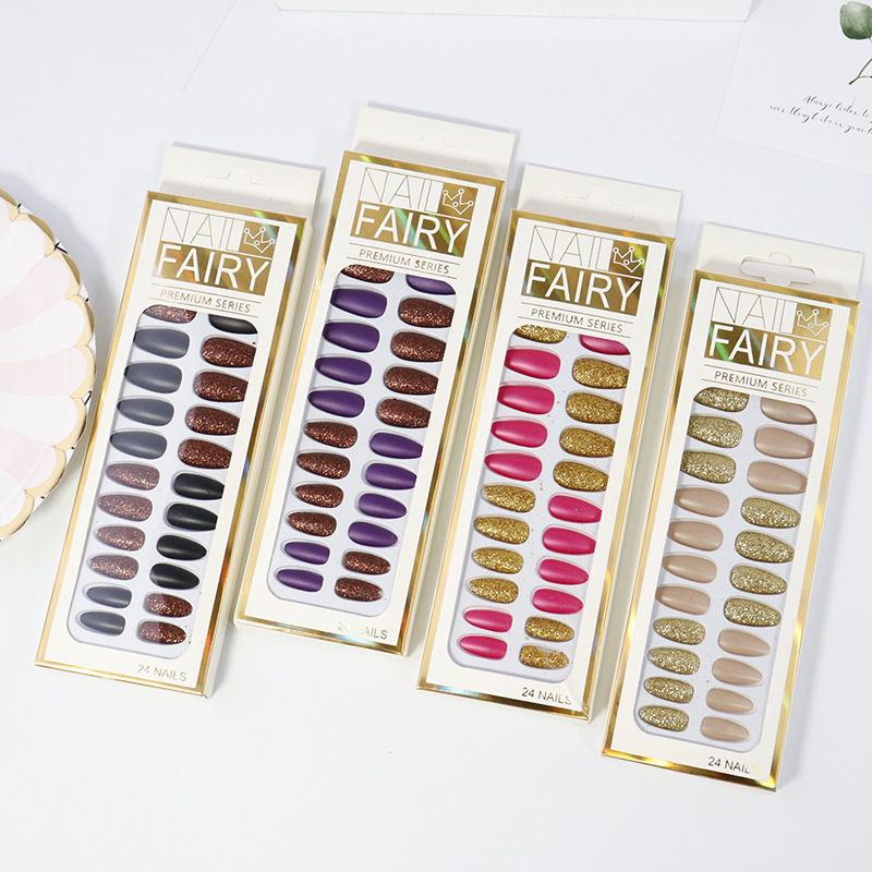 Korean version of the new ladies nail nail nail 24 beautiful removable patch nail net red nail patch wholesale