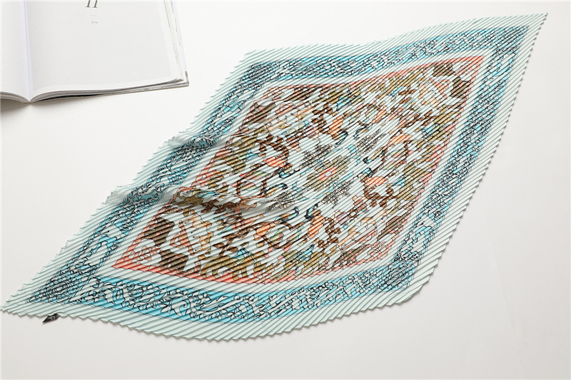 Square Pleated Diamond Simulation Silk Scarf For Women_voghion.com
