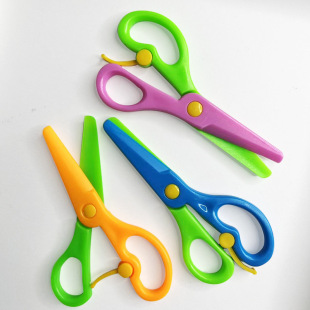 Children's Scissors for Crafts, Elementary School Students' Stationery, Art, Kindergarten Paper Cutting, Safe Plastic Round-Tip Art and Office Scissors