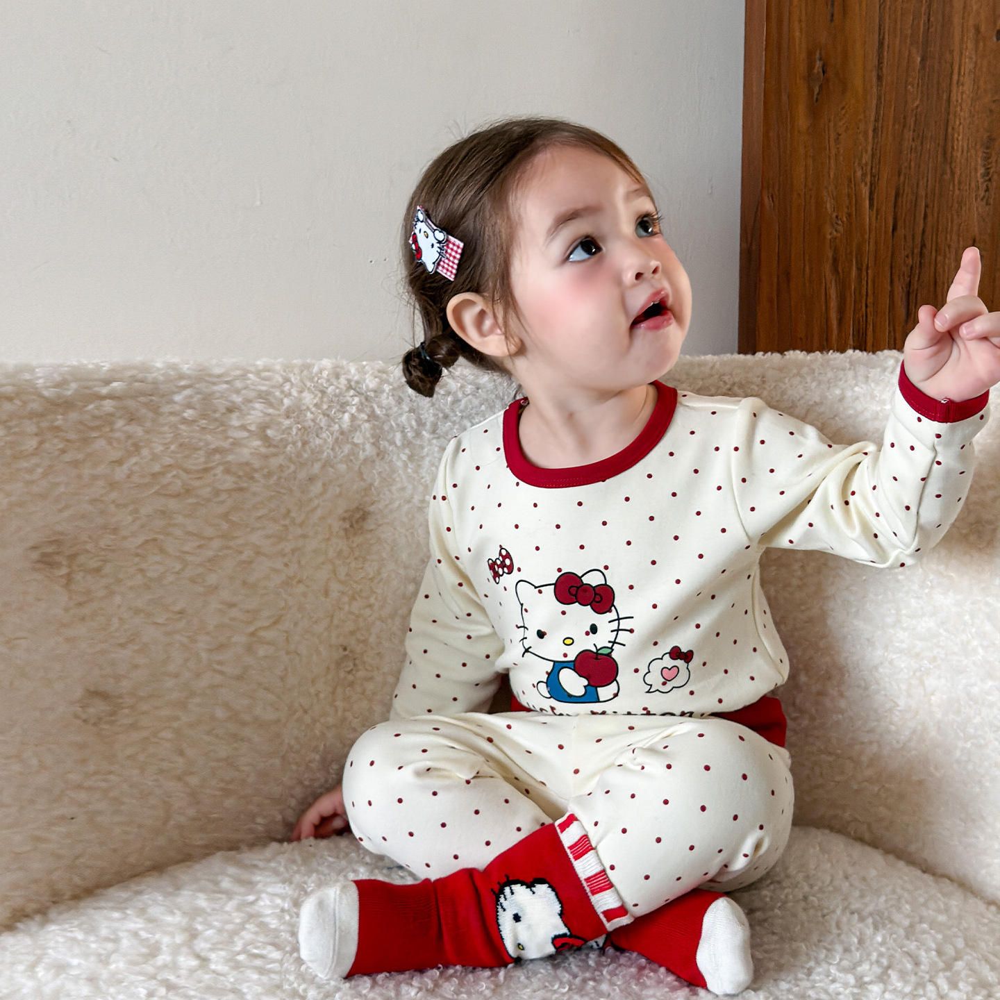 Ropa para el hogar de punto de onda Roja (sin costura)