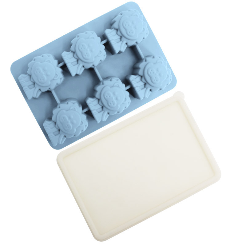 Whisky transfronterizo de dibujos animados rejilla de hielo de silicona molde de hielo con tapa molde de hielo para hockey sobre hielo caja de almacenamiento de hielo para el hogar en stock