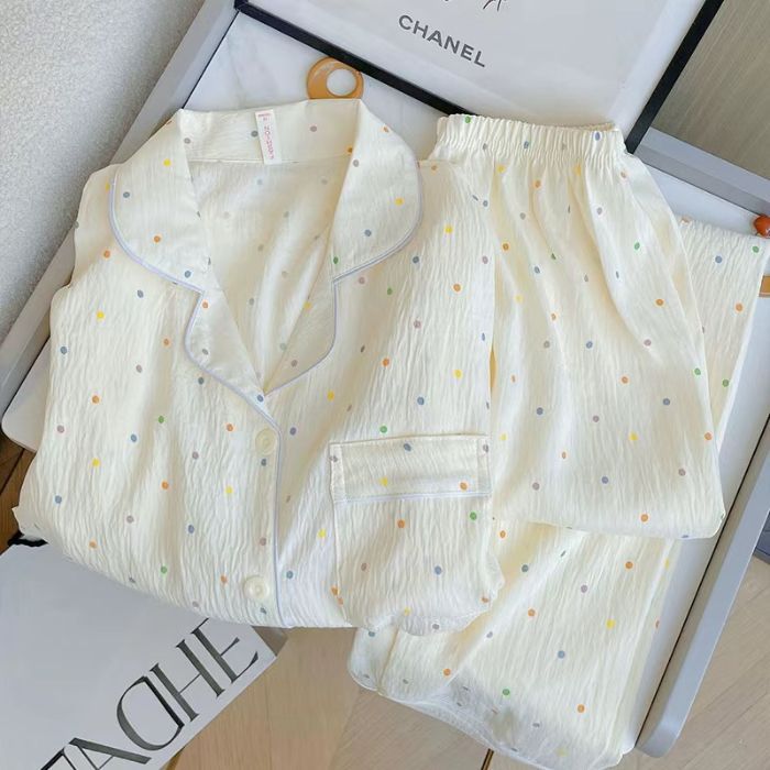 Venta al por mayor transfronteriza pantalones de manga larga de otoño pijamas mujeres nubes algodón dibujos animados coreanos dulce rojo rojo traje de cárdigan estilo ins