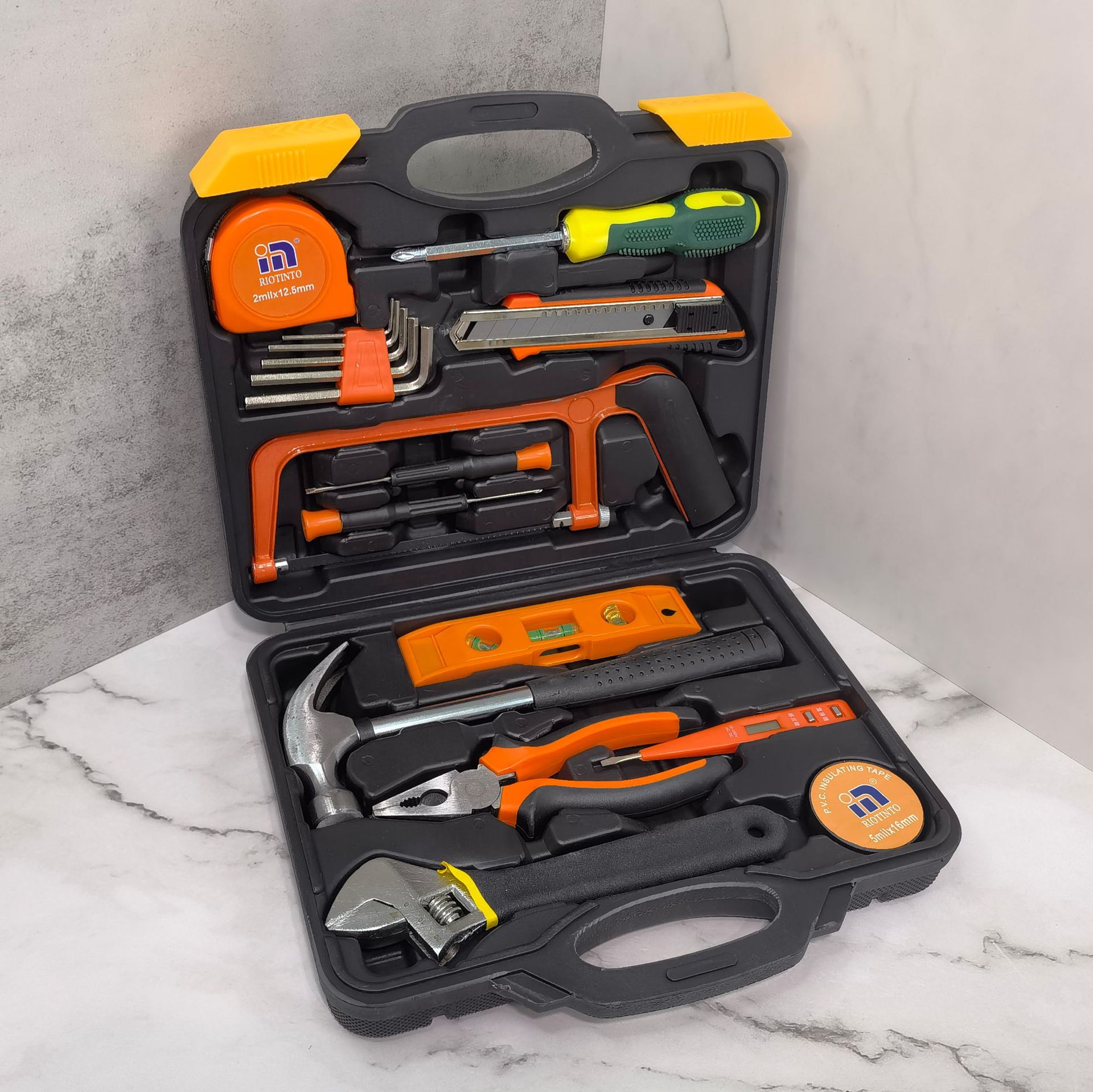 19件套不锈钢维修工具套装箱 家用电器维修手动工具组合套装