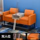 [double seat] orange wooden coffee table + double