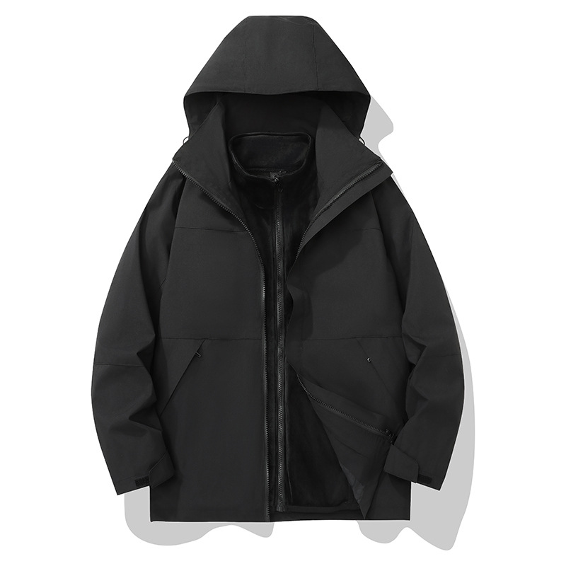 Chaqueta de chaqueta de otoño e invierno con forro grueso, traje de pareja impermeable de manga larga tres en uno