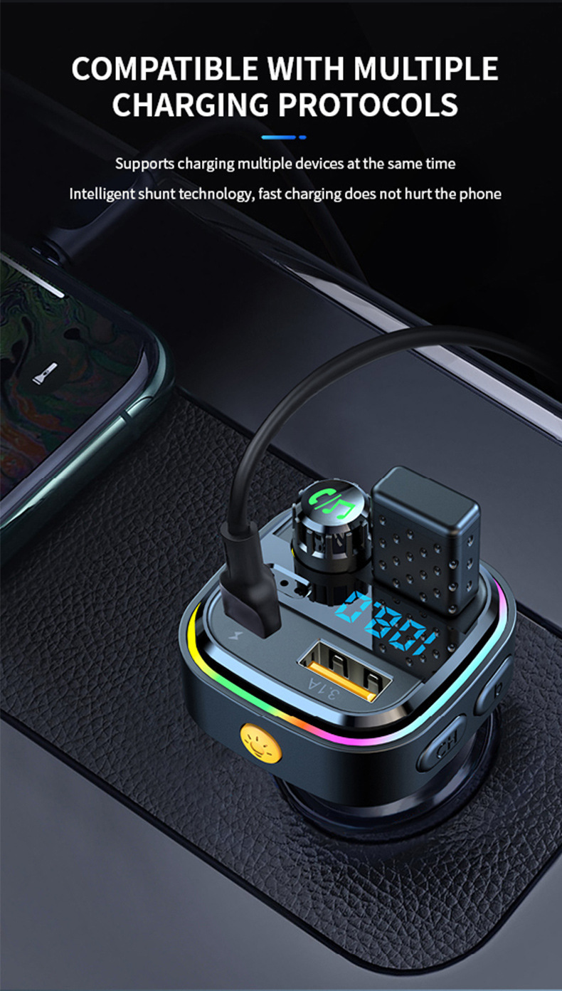 C26 Car Bluetooth Mp3 Music Player Bt5.0 Car Fm Transmitter Hands-Free Call Mobile Phone Music