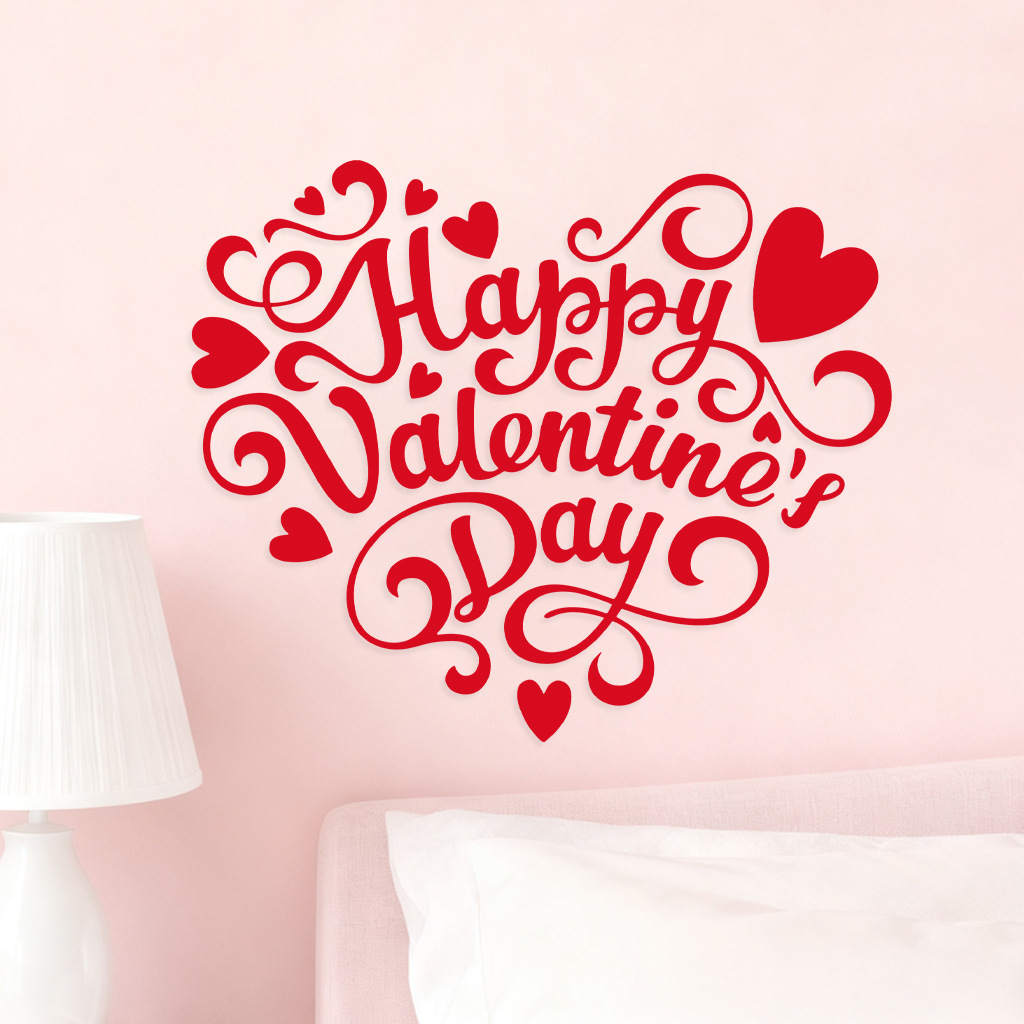 2025 Jushan’S New Valentine’S Day Sticker Fc1728 Valentine’S Day Wall Sticker Is Removable and Can Be Shipped Across Borders