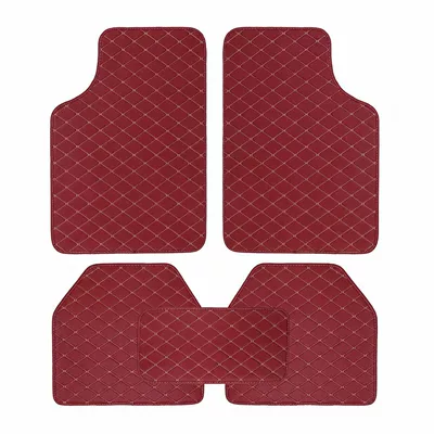 Universal Foot Pad – PVC universal car floor mats - wine-red-five-piece-set-black
