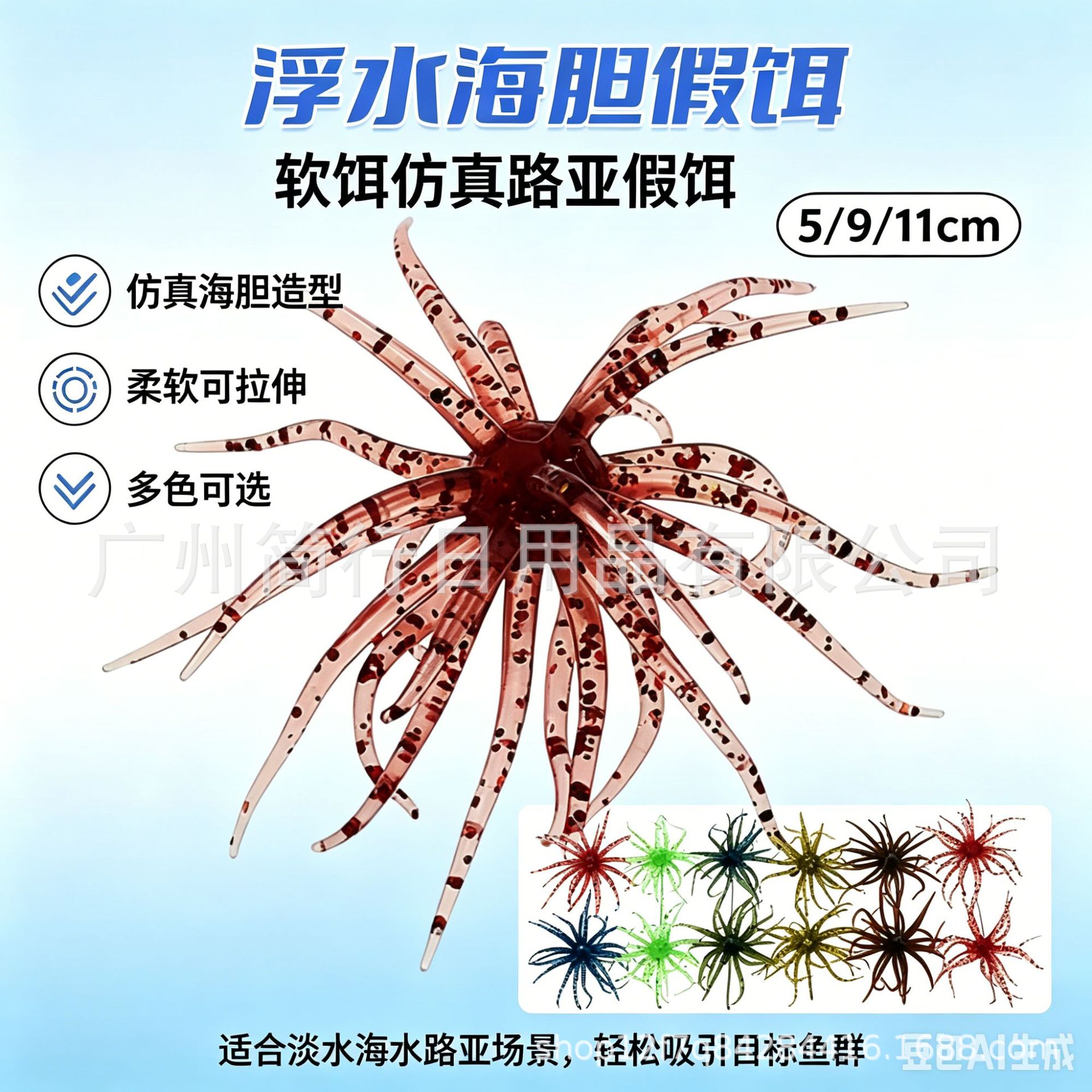 跨境海胆浮水路亚软饵仿生tpe假饵 北美海钓船钓仿真鱼饵厂家批发