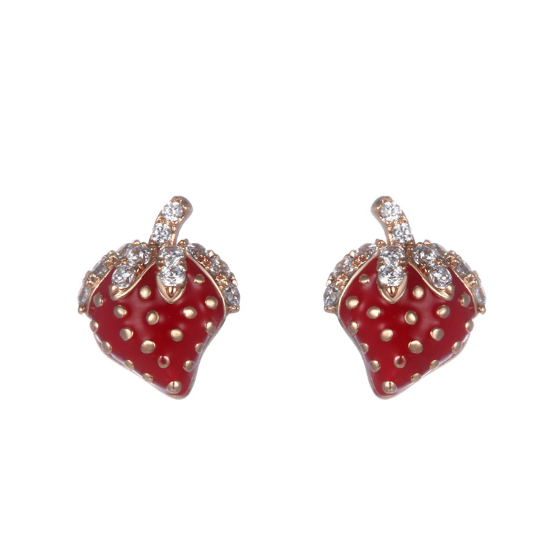Xuping lindos pendientes de fresa roja temperamento delicado y pequeño para mujeres pendientes de Año Nuevo pendientes personalizados
