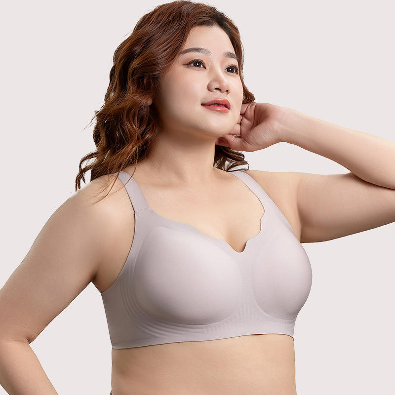 Cross-border plus-size women's push-up bra with soft support, seamless design, side breast reduction, and anti-sagging features
