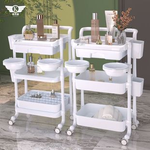 Beauty Salon and Manicure Trolley Storage Rack High-End Removable Three-Layer Beauty Salon Instrument Tool Cart with Drawers