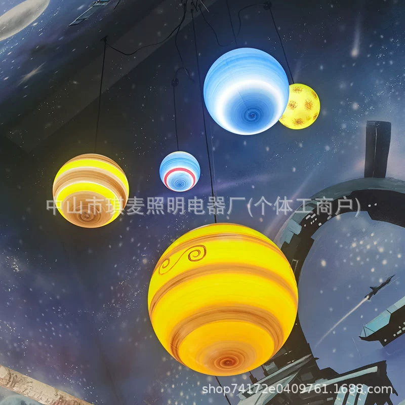 Space planetary travel moon for camping, ceiling lamp
