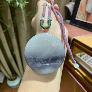 Jin Yu Tang Xinjiang Hetian Jade Violet Landscape Brand Warm and Moisturizing and Fine Material Full Seiko Carving Purple Qi from the East