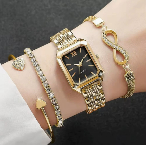 New Foreign Trade Small Square Watch, Light Luxury Steel Band Women's Watch, Student Fashion Simple Square Quartz Wristwatch for Women Wholesale