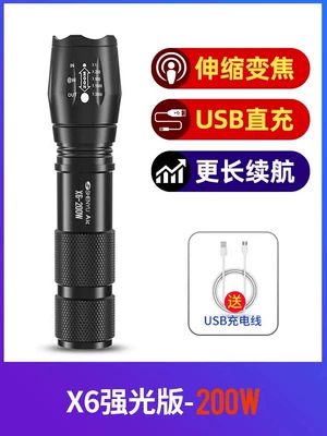 Strong Light Flashlight, Rechargeable, UV fənərlər - 15w-zoomable-18650-lithium-battery-usb-direct-charging