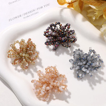 复古油画感手工串珠渐变花朵diy港风少女花朵耳饰边夹头饰配件