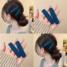 复古港风蓝色发夹女新款气质前额刘海夹后脑勺碎发夹发卡头饰包邮