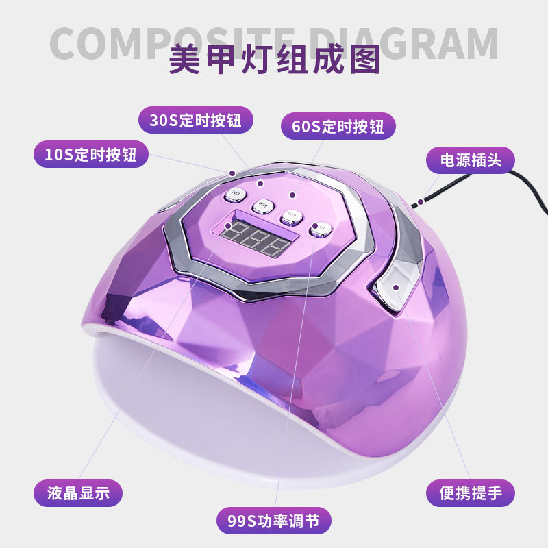 Nueva máquina de fototerapia de uñas colorida, lámpara de curado de uñas con sensor inteligente, lámpara de gel de esmalte de uñas de secado rápido y alta potencia para ventas transfronterizas.