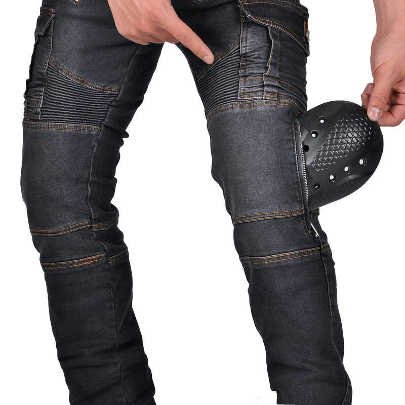 Pantalones vaqueros de la motocicleta de los hombres de la motocicleta VOLERO retro casual ajustable rodillera resistente a la caída de ciclismo pantalones JES-24
